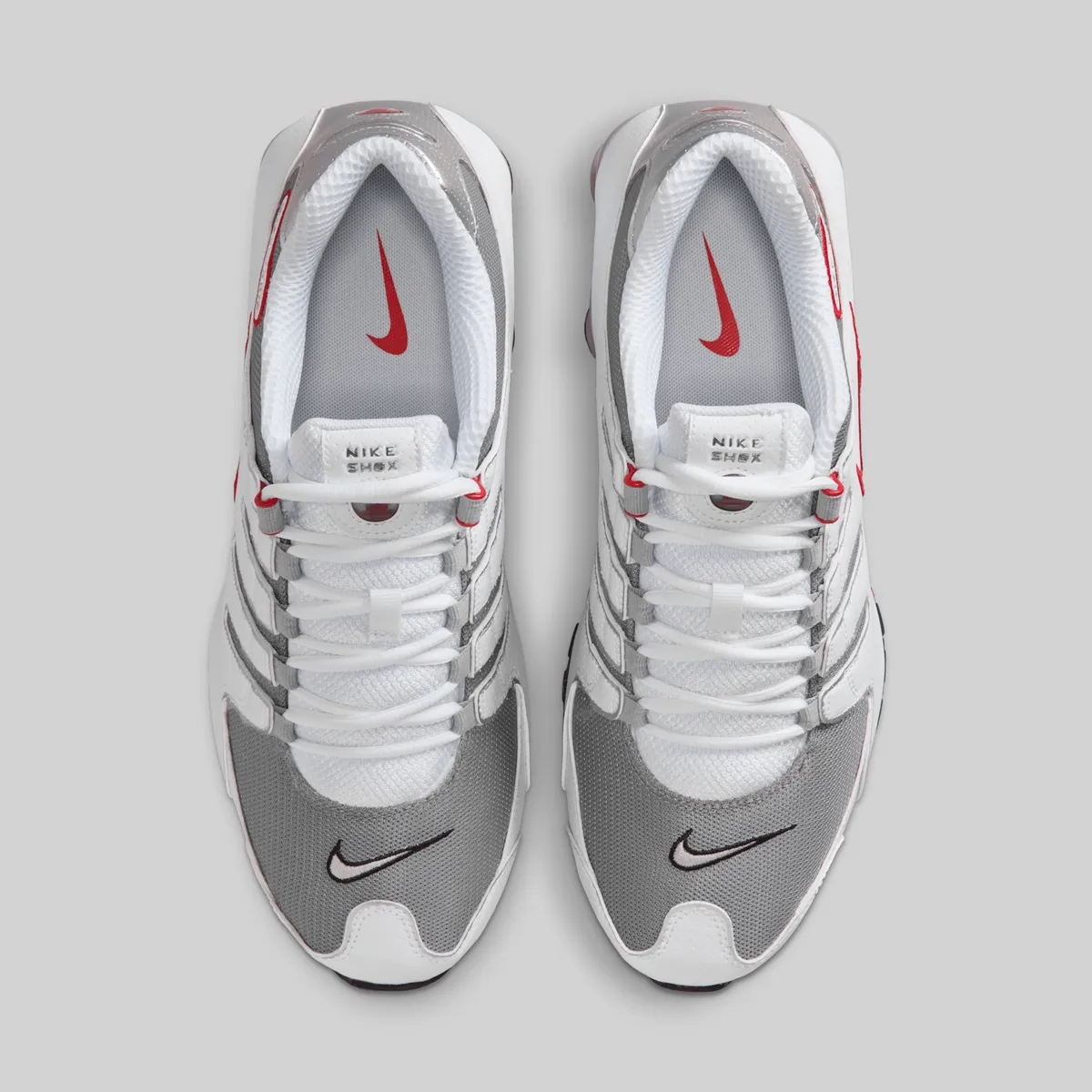 し Nike Shox NZ 378341-104 White Sport Red Cool Grey Metallic